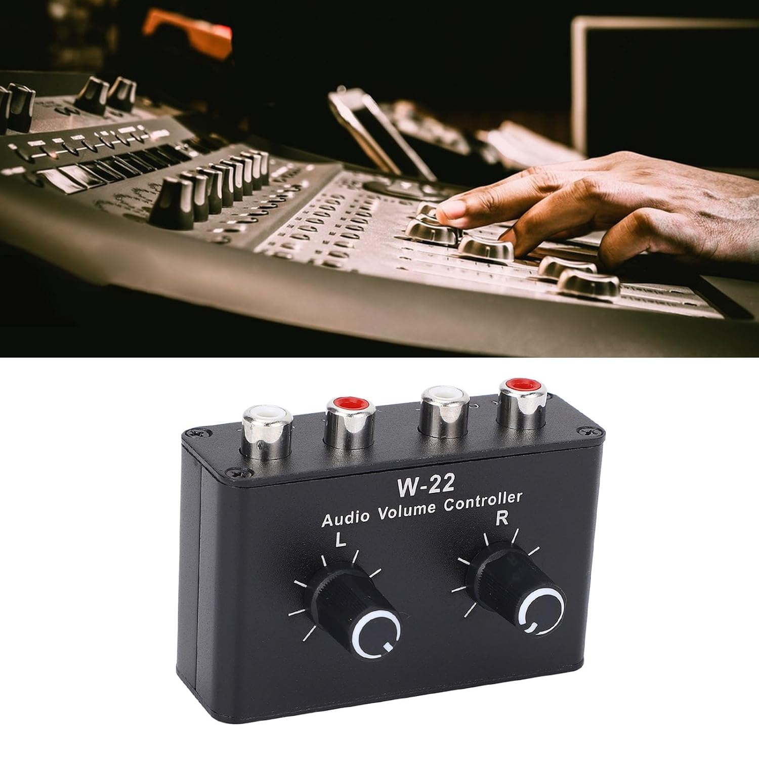 Yunseity 3.5mm Audio Volume Controller, Ground Isolation Circuit Design Volume Control Knob Stereo Balance Attenuator, Aluminum Alloy Box Black for 3.5mm Interfaces