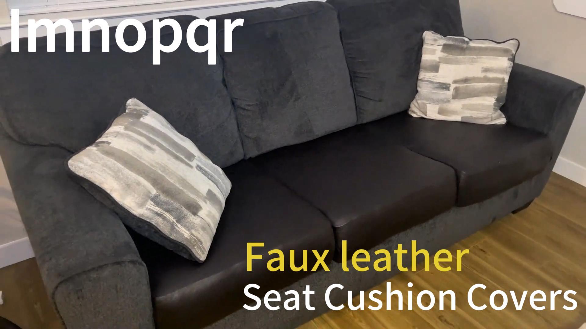 Leather Look Couch Cushion Covers - Sets of 3 Sofa Cushion Slipcovers (Dark Brown)