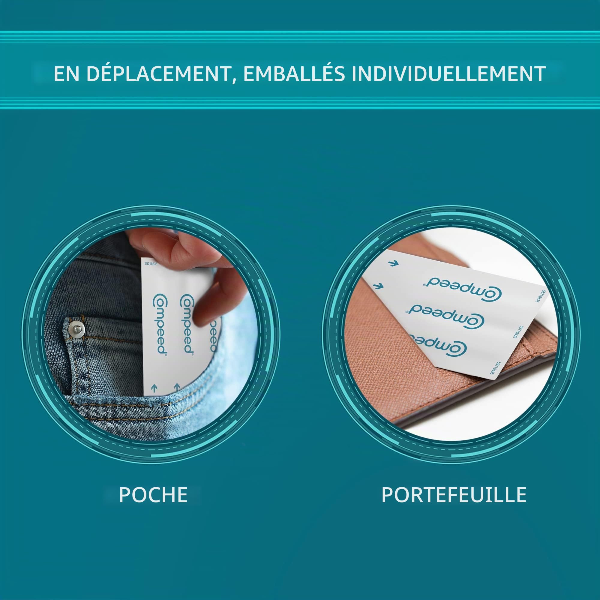 DUPLO- COMPEED Ampoules moyennes x24 (ON THE GO) - Pack de 2 - Soins aux pieds, soulagement de la douleur, emballées individuellement