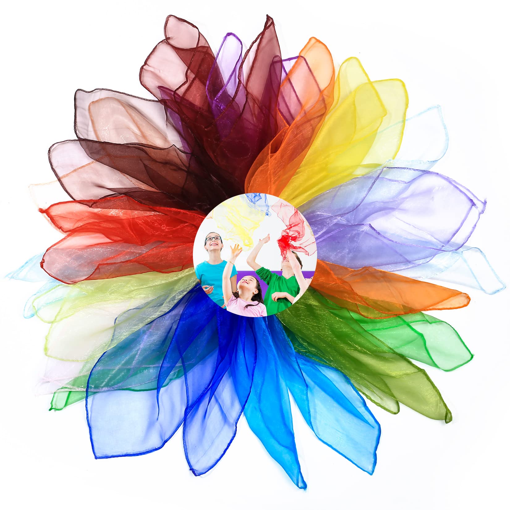 Pañuelos De Malabares De Colores - 20 Piezas, 60x60 Cm, Nylon Ligero, Para Danza, Fiestas Infantiles Y Juegos Sensoriales
