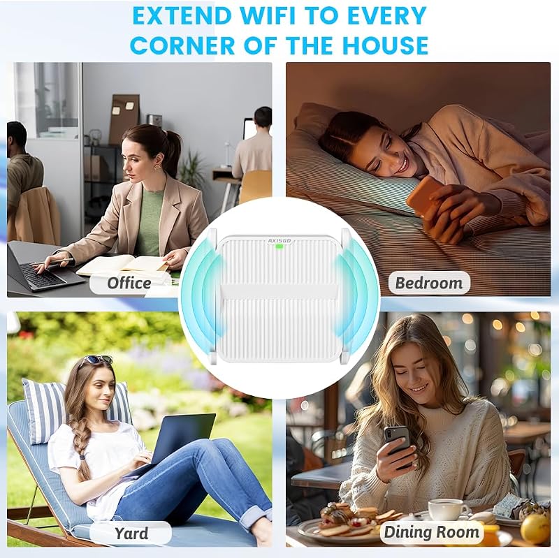 flintronic WiFi erősítő 1500 Mbps, 2000 m² lefedettség, 5G/2.4G kettős sáv, Ethernet port
