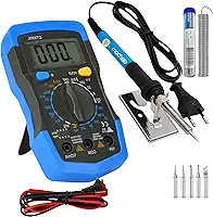 Kit Multímetro Digital Profissional MD-200L + Ferro de Solda Ajustável 127V 15-60W + Solda Estanho 40/60 0,8mm 10g – Conjunto Completo para Reparos e Eletrônica