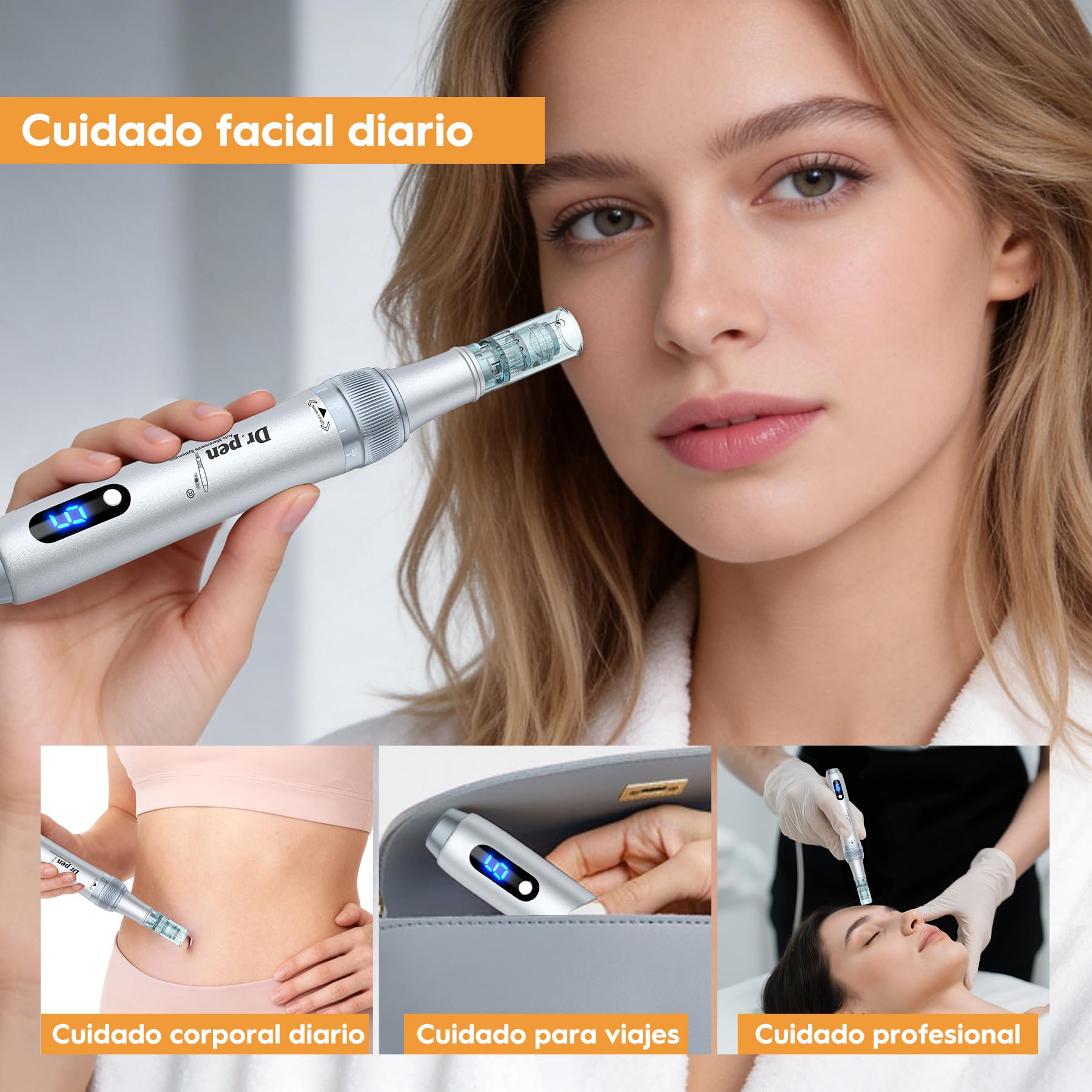 Dr.pen Ultima M7S - Lápiz de Microneedling Eléctrico e Inalámbrico, con 20 Cartuchos, 6 Niveles de Velocidad y Pantalla LED -Para el Crecimiento del Cabello, Rostro, Cuerpo y Cuidado de la Piel