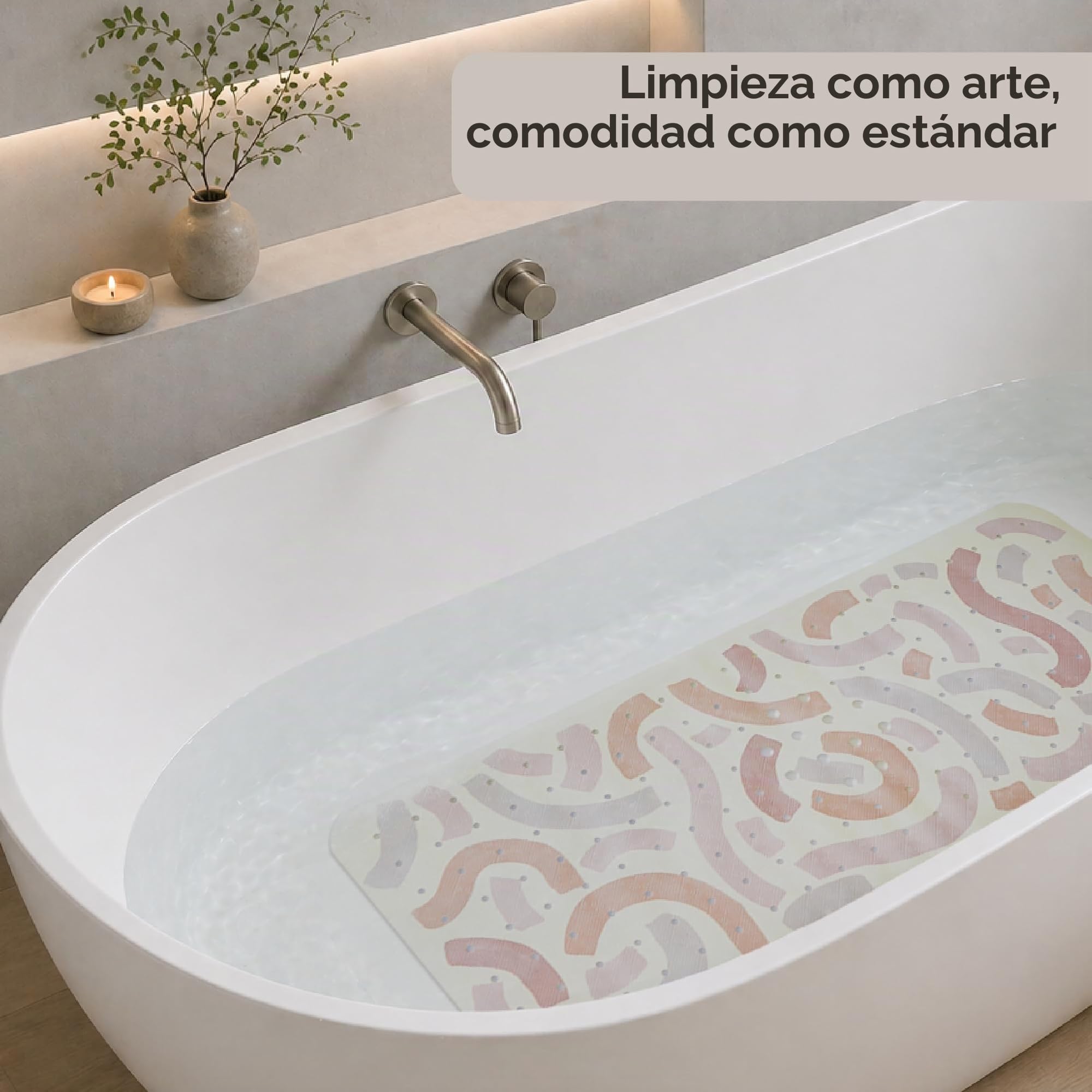 Hakuna Matte Bathtub Mat Gentle Arcs 100 x 40 cm Alfombrilla de baño antideslizante para niños, incluye gancho, antideslizante, sin BPA