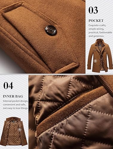 Miniatura 5 de Lavnis Abrigos de lana de invierno para hombre, chaqueta de gabardina de un solo botonadura