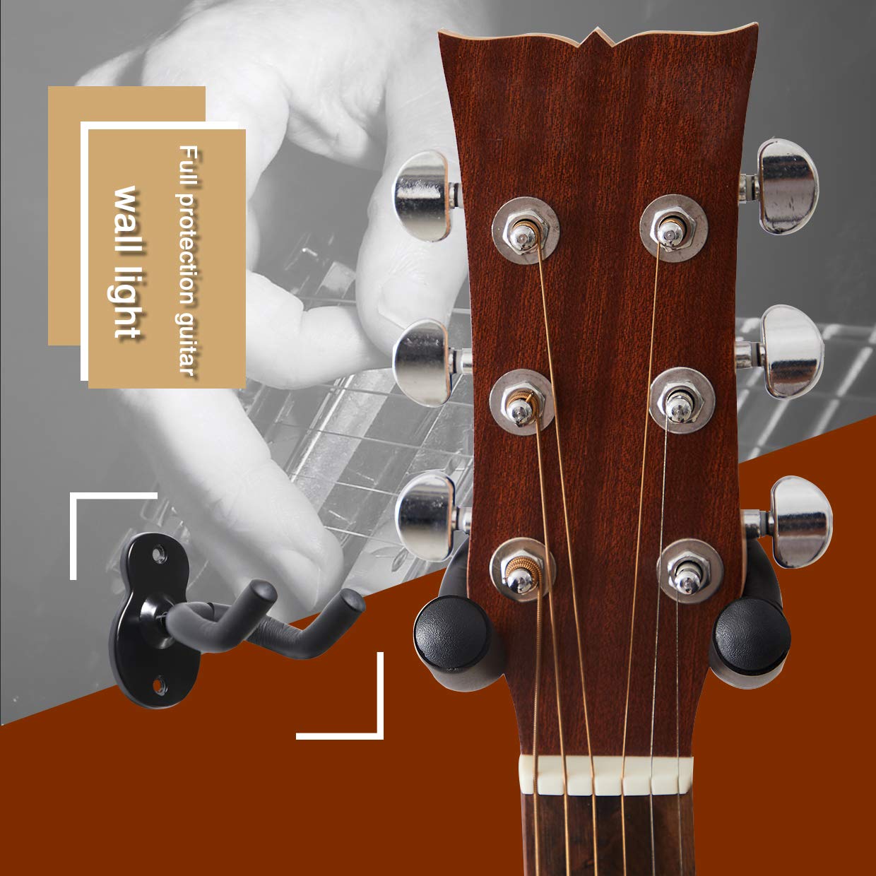WOGOD Supporto da parete per chitarra, confezione da 10 ganci per chitarra, supporto da parete