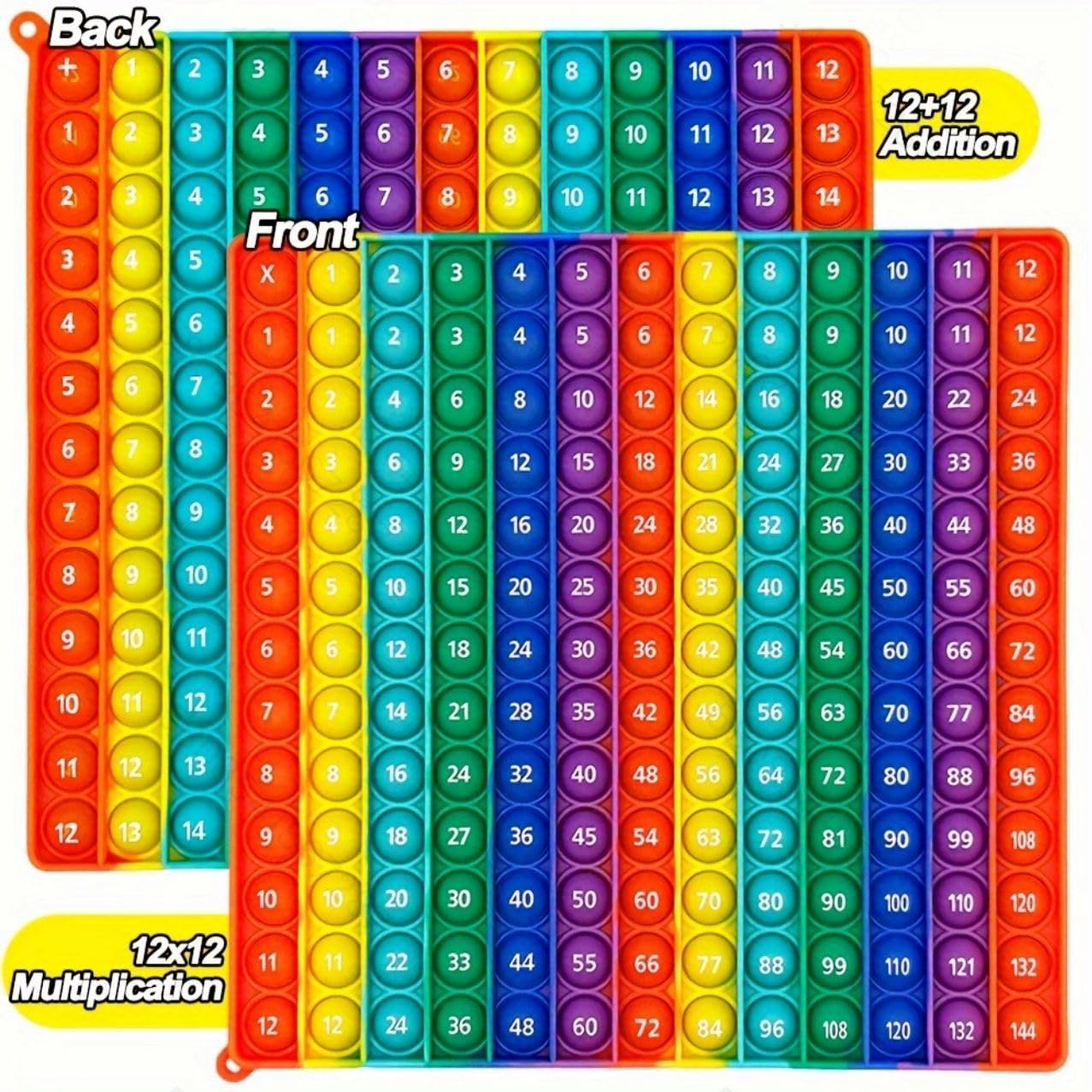 Times Tables Toy, Multiplication Tables Math Toy for Kids Double-Sided Number Board Game Push Bubble Sensory Fidgets Toys - Image 4