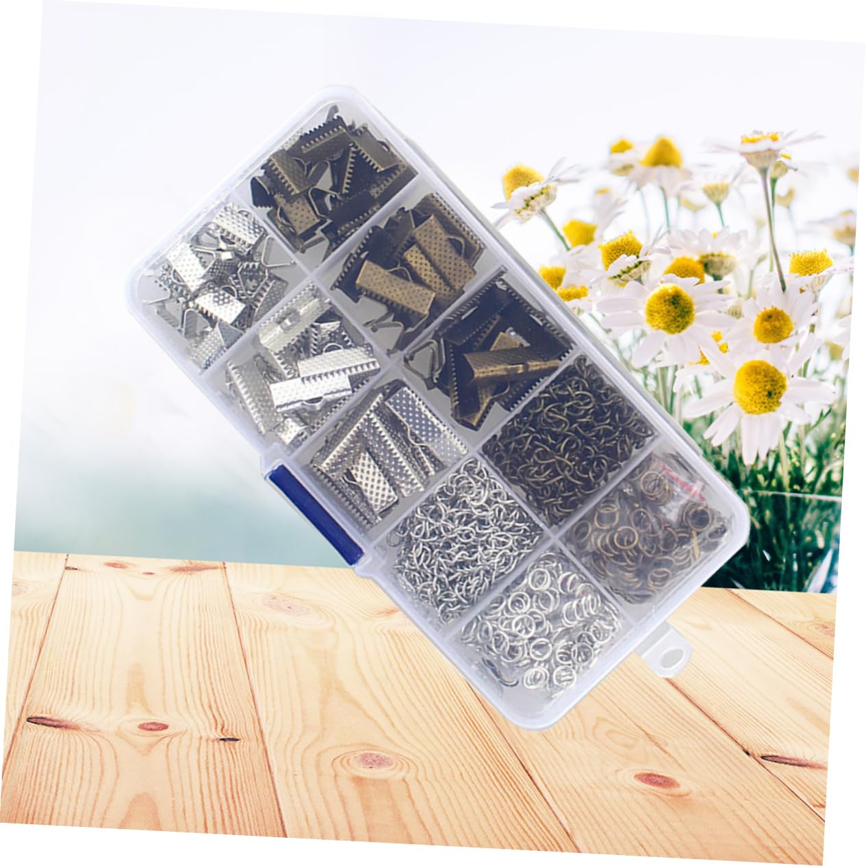 Lurrose 1110pezzi Chiusure Moschettone e Crimpare Per Braccialetti Antico Bronzo e Bianco k Accessori Per Fai Da Te Crimp End Clamps Per Collane e Bracciali Materiale Per Gioielli