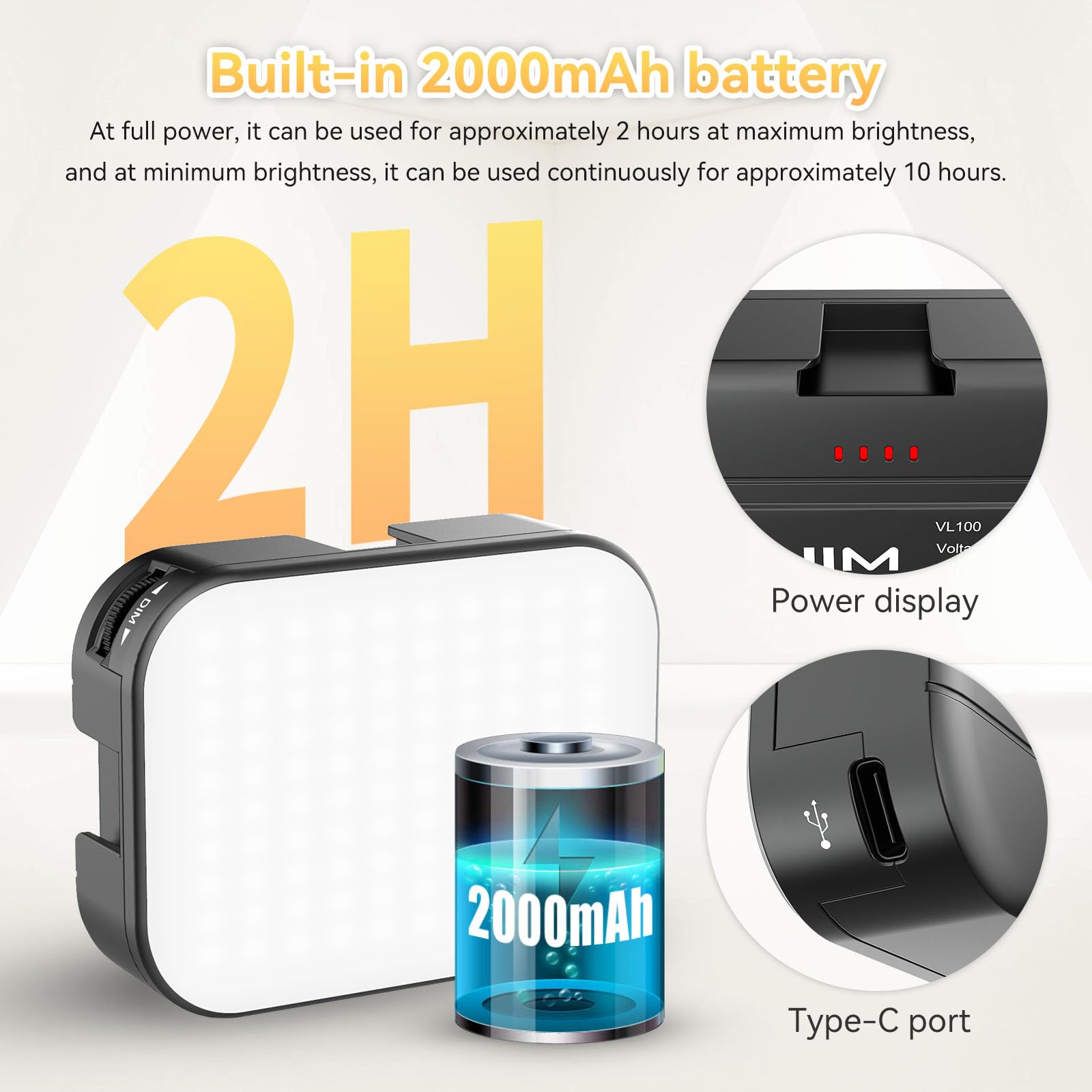 VIJIM VL100C Bi-Color LED Video Light on Camera Adjustable Angle Dimmable — Amazon image 3
