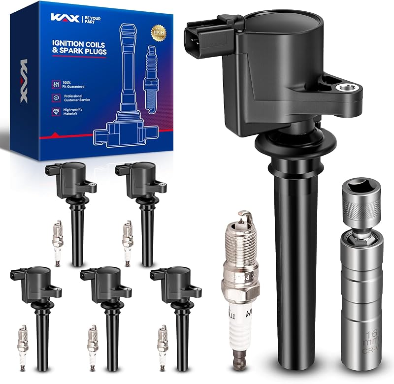 Kit com 6 bobinas de ignição e 6 velas KAX UF406 + 3951 para Ford Escape e Mariner – 12 peças