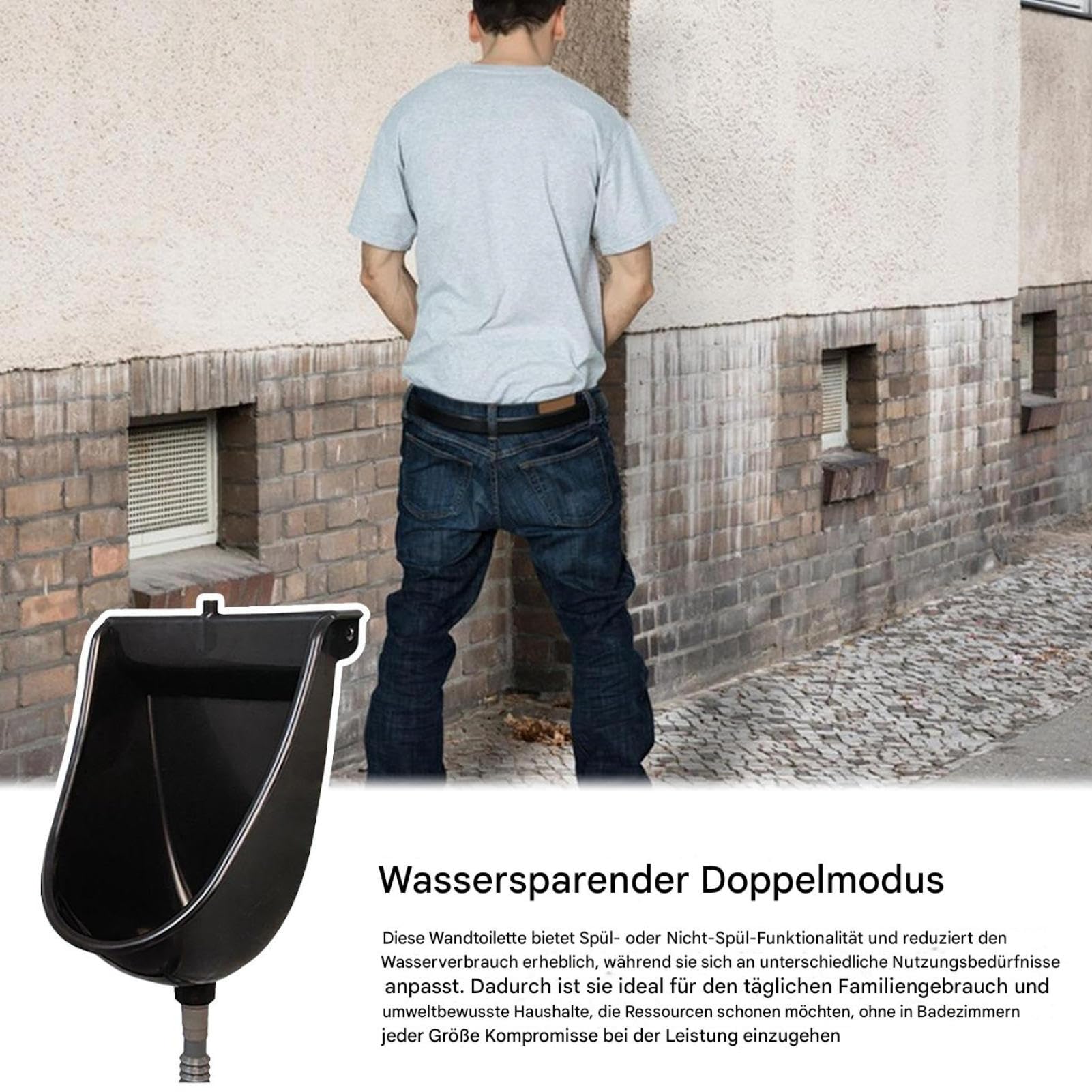 Water Closet A Parete Separatore Di Urina Con Meccanismo Di Scarico | Orinatoio A Parete Per Esterno Casa Giardino Camper Appartamento Papà Fidanzato Nonno