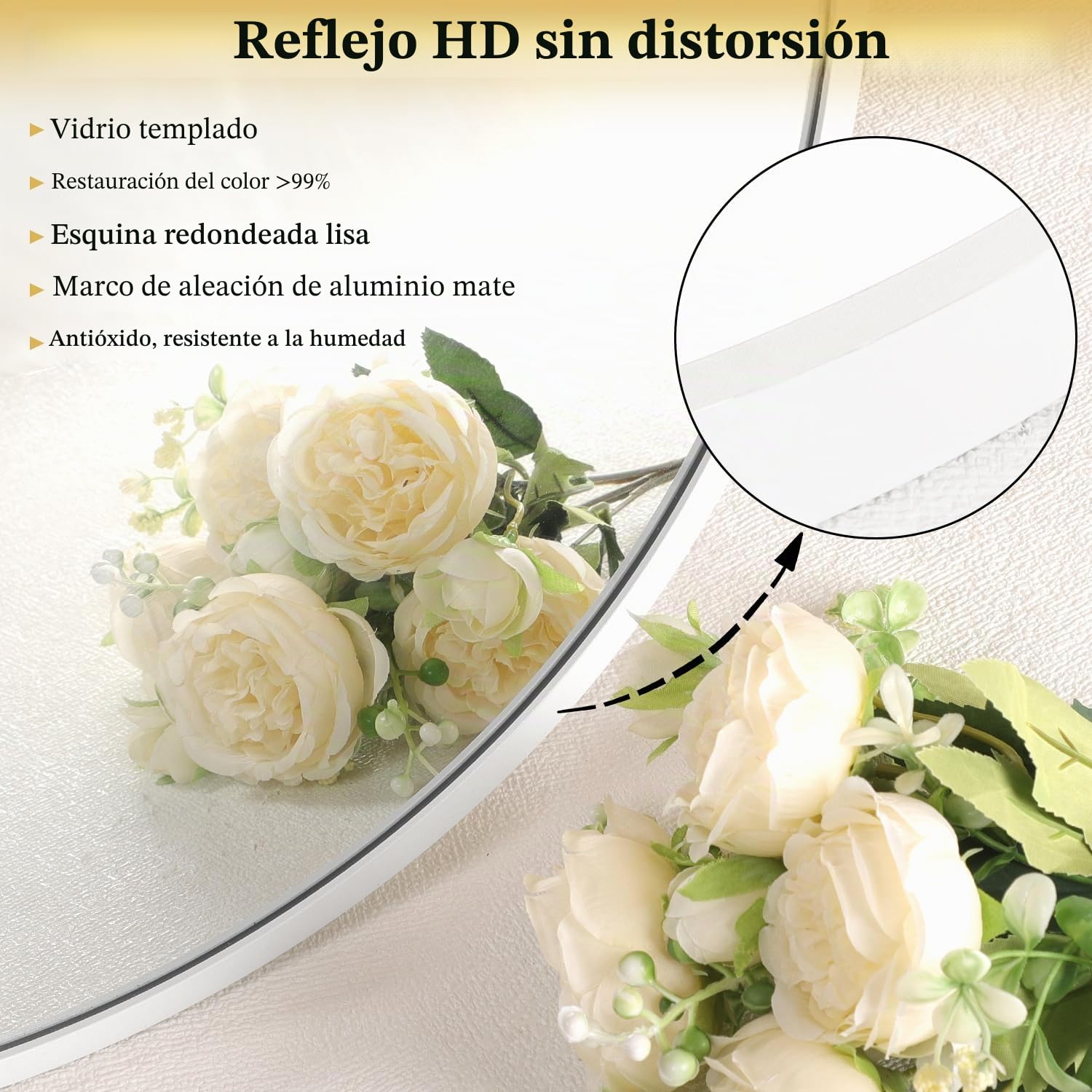 JJUUYOU Espejo Irregular para Paredes, Espejo Grande para baño, Decorativo, 50 x 90 cm, Marco simétrico de Aluminio aeroespacial, Adecuado para Dormitorio, Sala de Estar, vestidor o Entrada