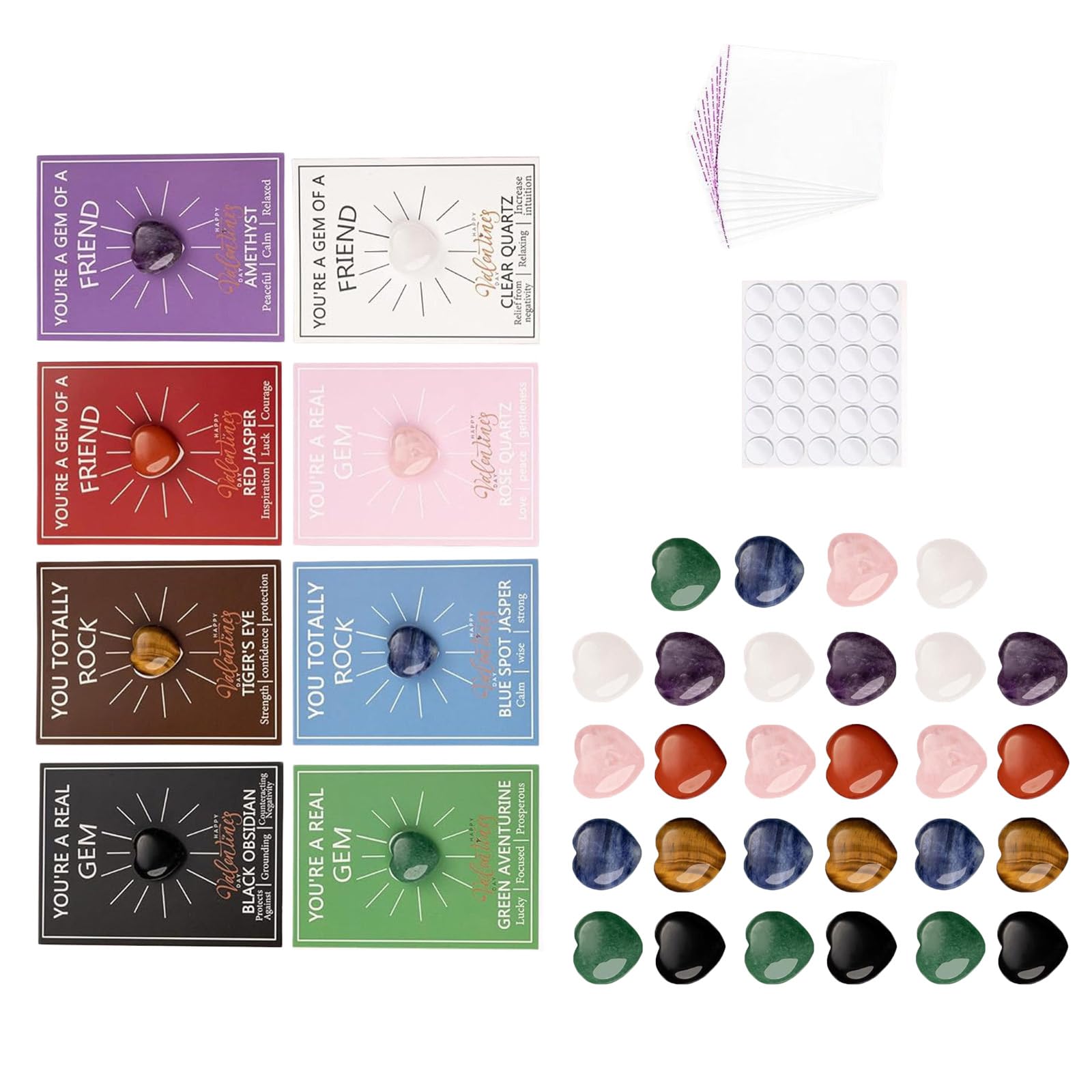 NEWFT 28Pcs Natural Stone Emotion Expression Cards For Weddings Birthday Anniversary Valentine's Day Exchange