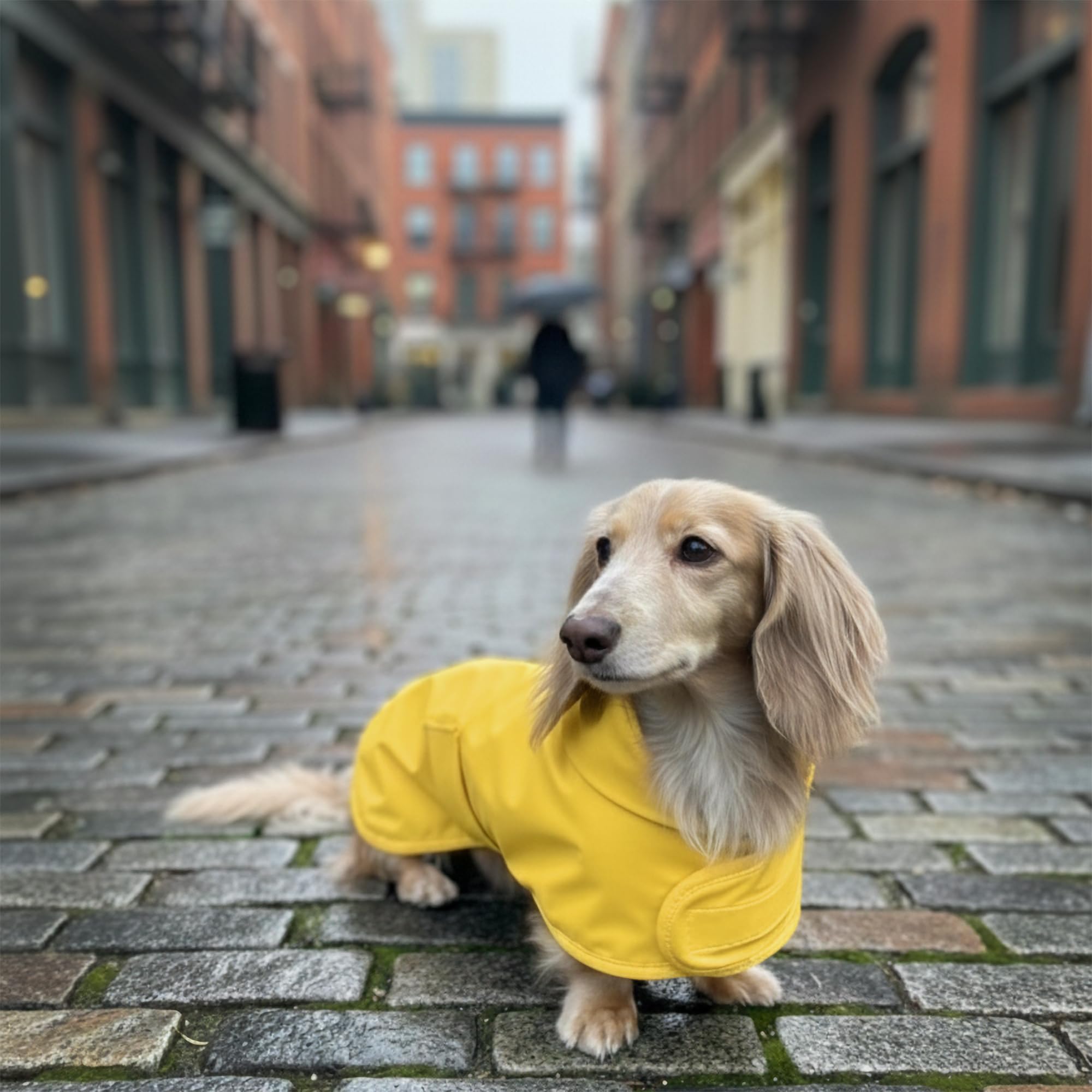 Dachshund - Chubasquero para perro salchicha, abrigo largo para perro, impermeable para perro Weiner, chaqueta impermeable Doxie (mediano)