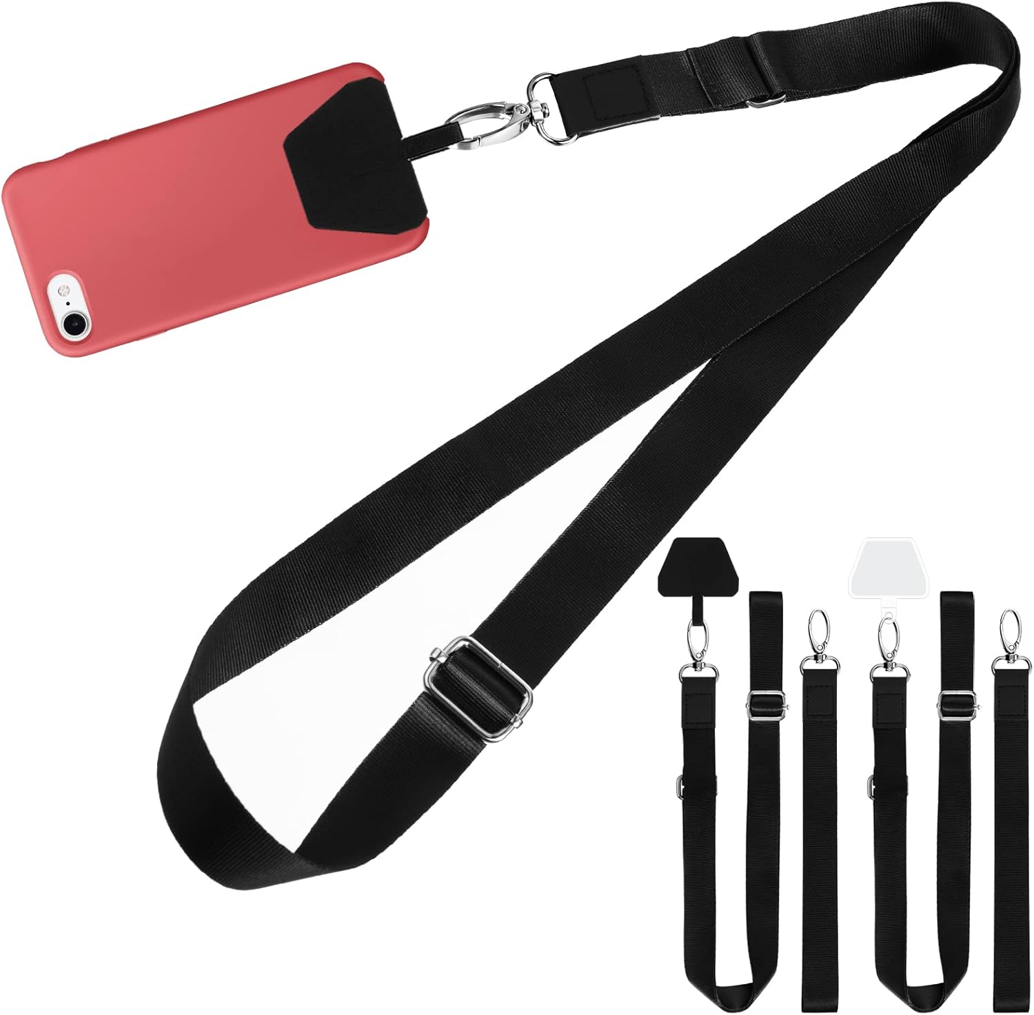 Lanière Perles Pour Téléphone Portable - 2 Cordons De Cou Décoratifs Universels - Pour Téléphone, Clés, Consoles - Longueur 38 Cm, Rose Et Blanc