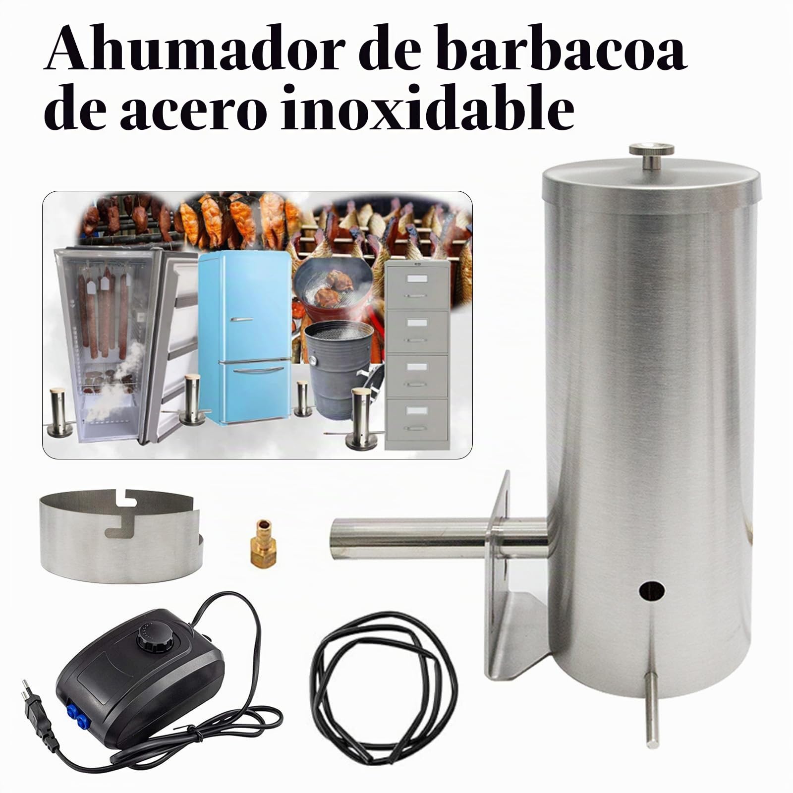 Ahumador De Alimentos, Ahumador Barbacoa Generador De Humo Frío Generador De Humo De Acero Inoxidable para Barbacoa Ahumado En Frío De Pescado Carne Y Queso