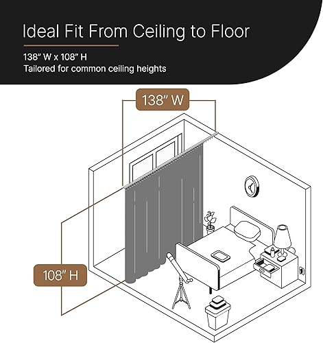 Miniatura 57 de Cortinas divisoras de habitación, cortinas opacas para cortina de techo para dividir una habitación o crear un espacio privado, bloqueo de luz 100%