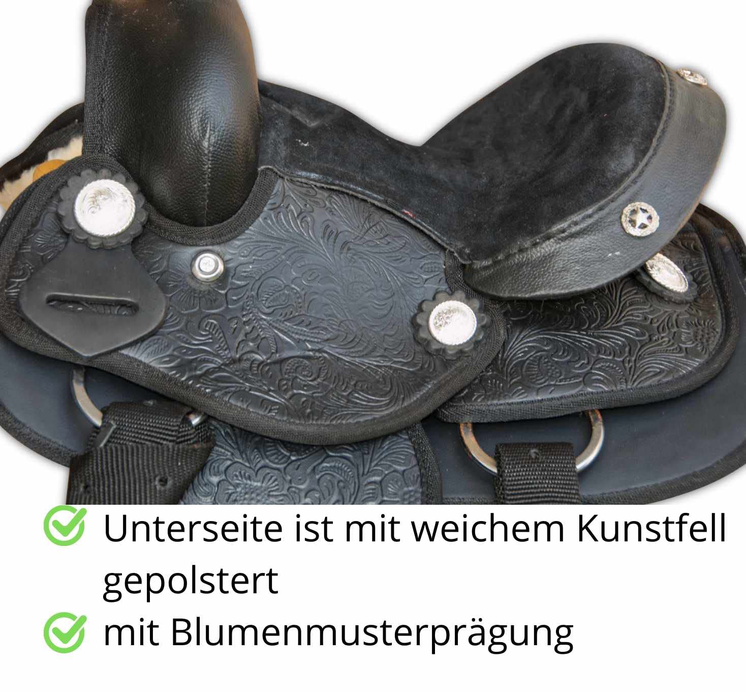 AMKA Pony/Shetty Western Sillín negro Pony, 8 pulgadas Western