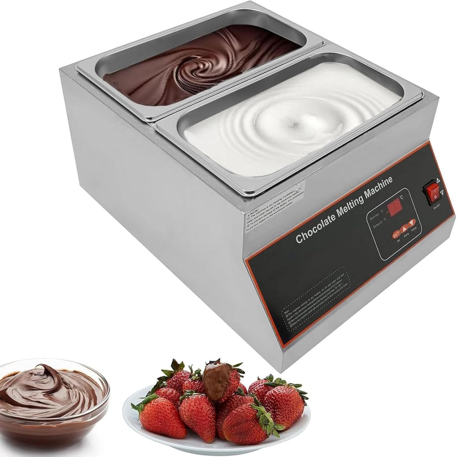 Crogiolo per Cioccolato,Temperatrice Elettrica per Cioccolato, Regolabile da 0 ℃ A 95 ℃,scioglitore di Cioccolato 500 W,Pentola per Preparare Cioccolato E Caramelle,220V-2tank