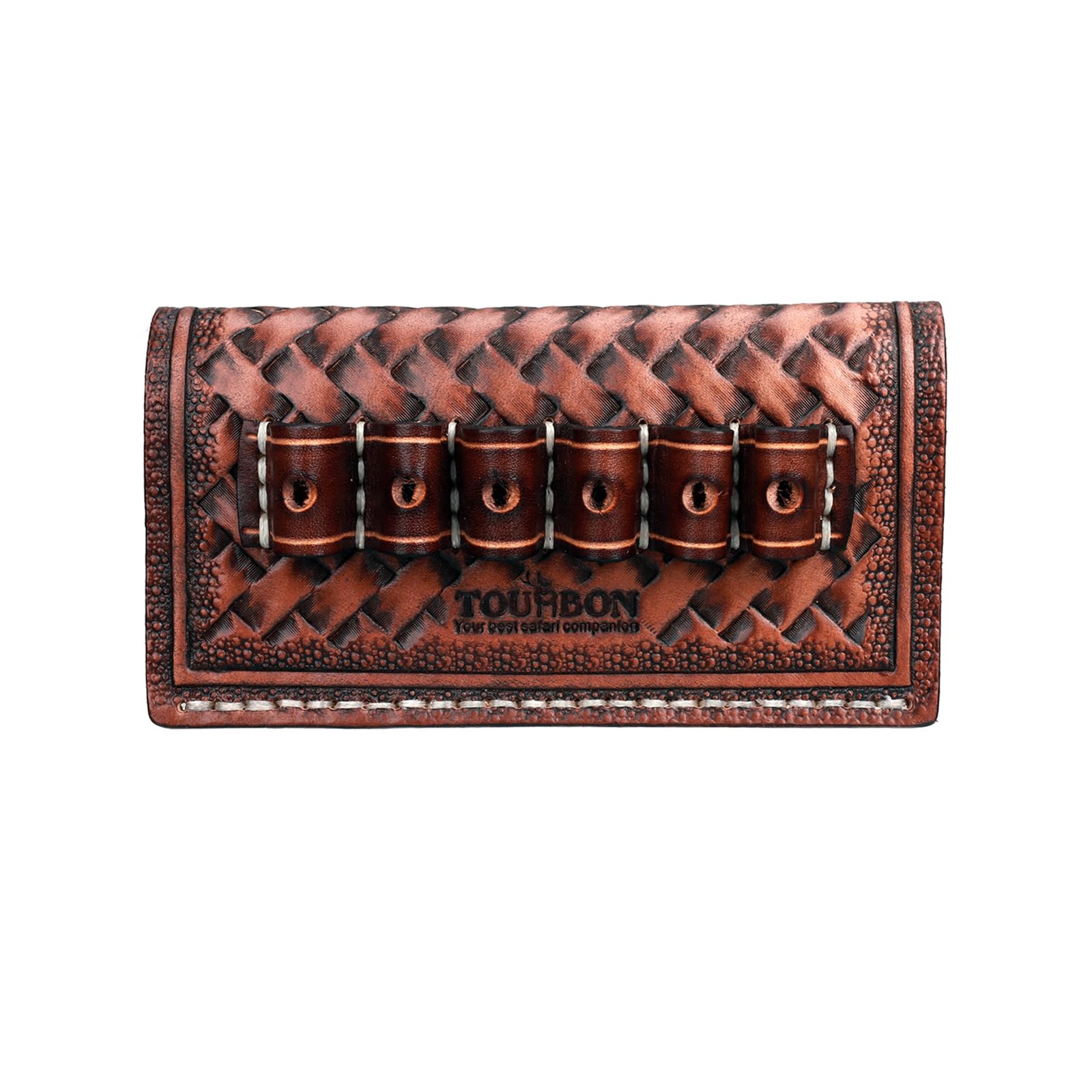 TOURBON Leather 6 Round Cartridge Holder Belt Ammo Slide .38 .357 Pistol Ammunition Carrier