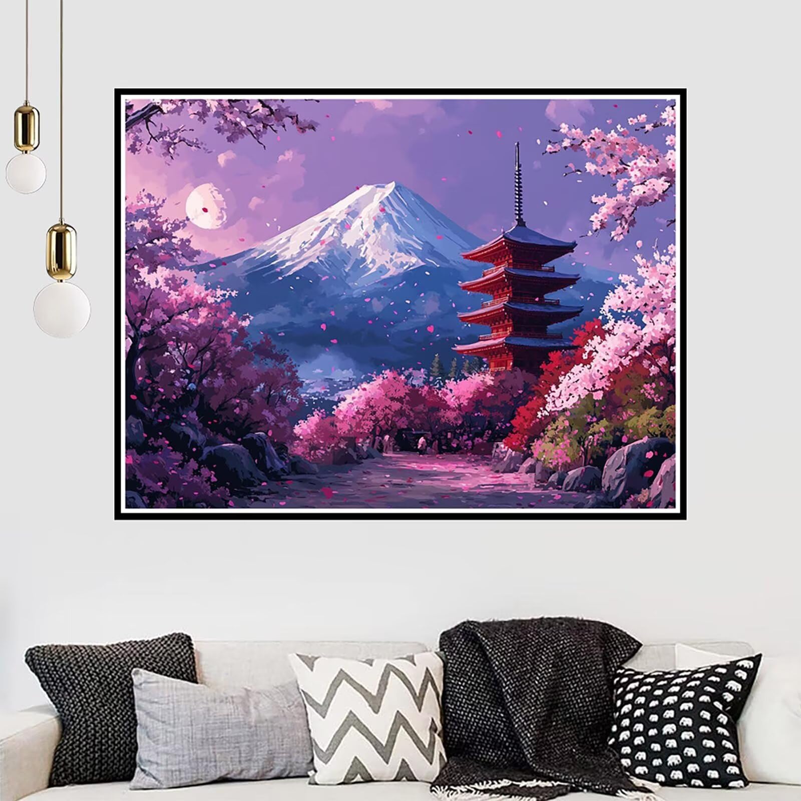 Diamentowy obraz Mount Fuji diamentowe zestawy artystyczne dla dorosłych, krajobraz Dimond Malarstwo 5D DIY pełne okrągłe wiertło klejnot haft krzyżykowy zestawy rzemiosło do sztuki ściennej