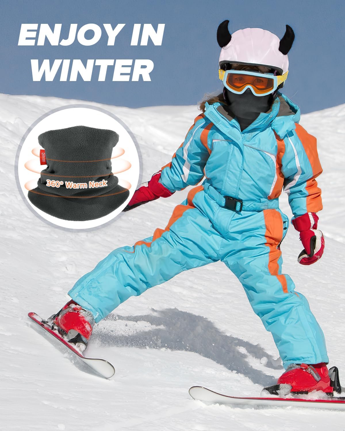 Aegend Neck Warmer for Kids 2 Pack, Double-Layer Fleece Ski Neck Gaiter for Boys Girls Youth Winter Cold Weather Scarf image 2