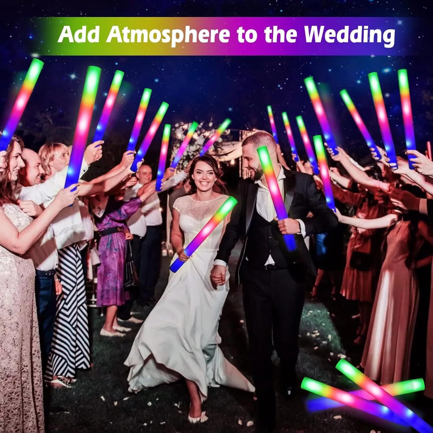 42 bastoncini luminosi a LED, in schiuma, multicolore, per feste, 3 modalità lampeggianti, per feste di compleanno, matrimoni, concerti, Natale (42)