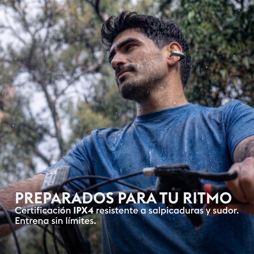 HUNE Eclipse Auriculares Open Ear Bluetooth 5.3, Conducción Aérea OWS, Diseño Clip-On Cómodo, Ajuste Seguro para Deporte y Oficina, Micrófono Dual, Multipoint, USB-C, Gris