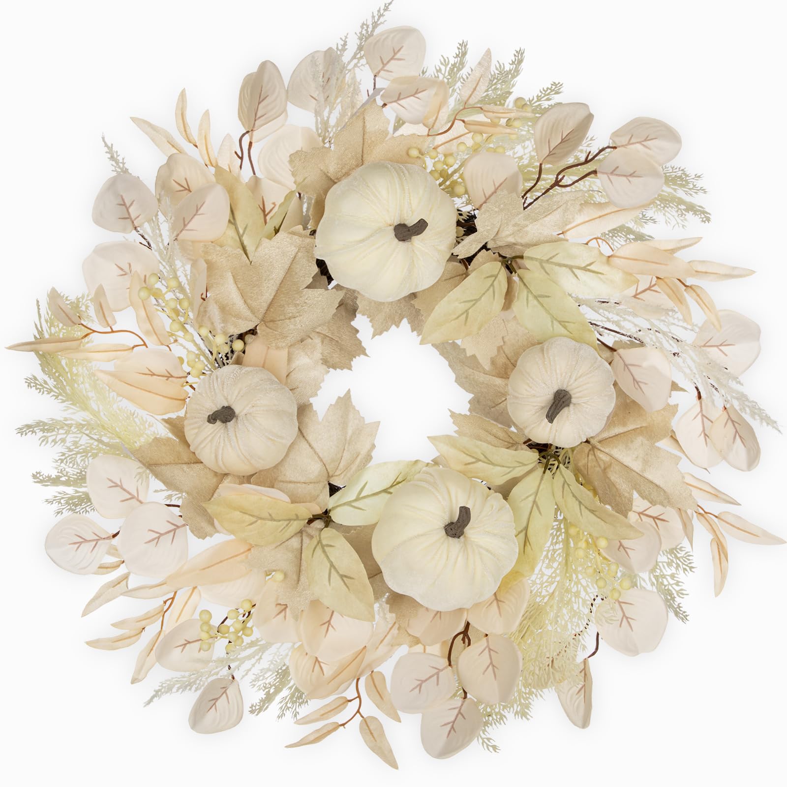 Amazon.com: Briful 16'' Cream White Pumpkin Wreath for Fall