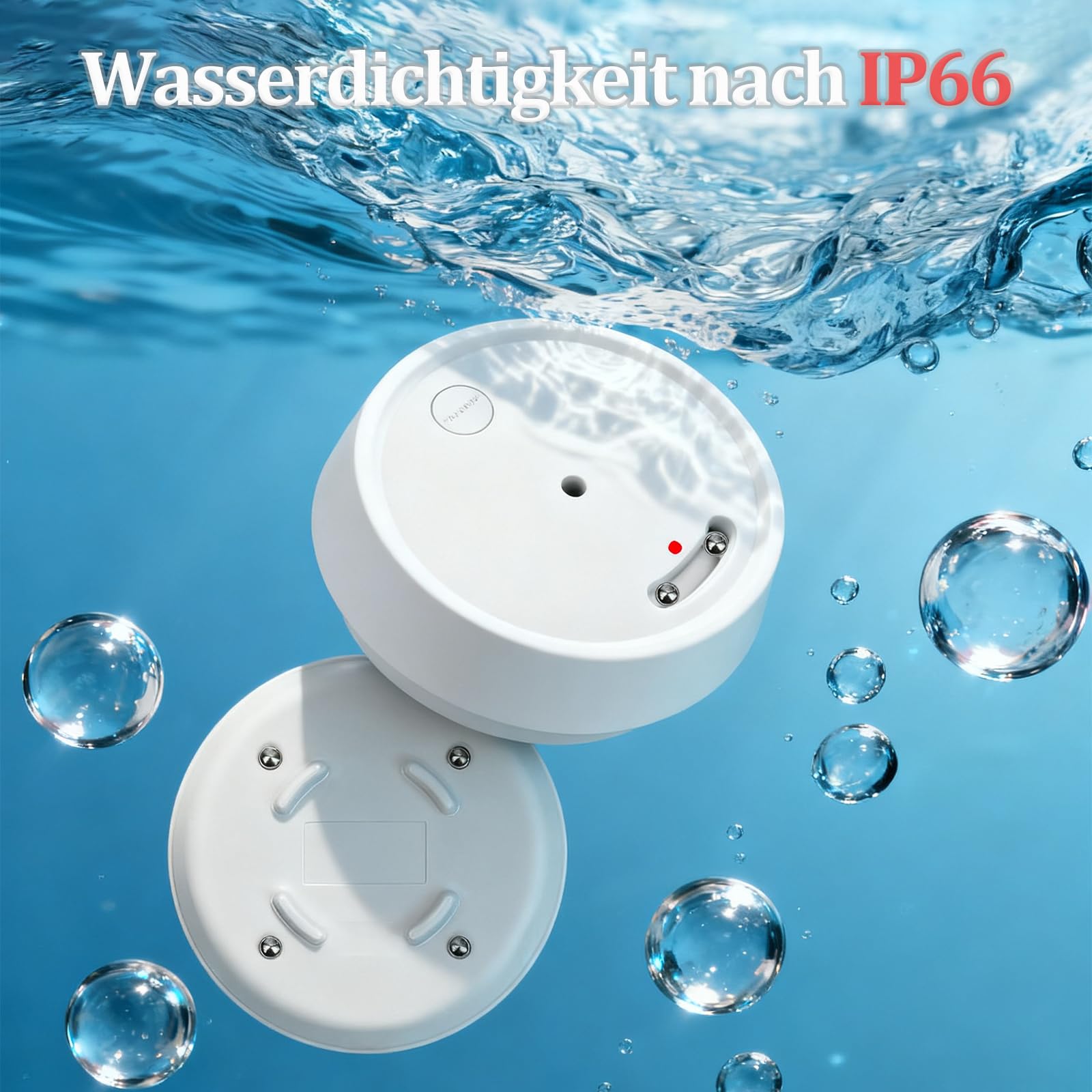 3Pack Wassermelder WLAN mit Batterie, IP66 Wassersensor, 80dB Wasseralarm Kompatibel mit Tuya/Smart Life App, Wasserwächter für Küchen, Bäder, Keller