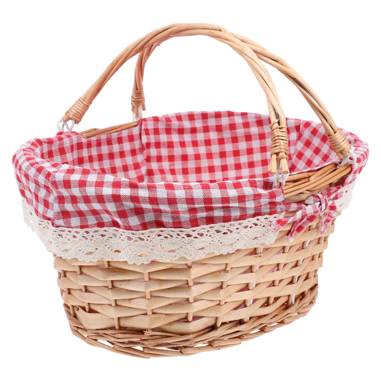 Healvian Cestino Picnic in Vimini Intrecciato Con Manico Mobile Contenitore Compatto Per Frutta E Snack Accessorio Funzionale Per Gite All'Aperto E Barbecue Dimensioni 5X13X5 Pollici