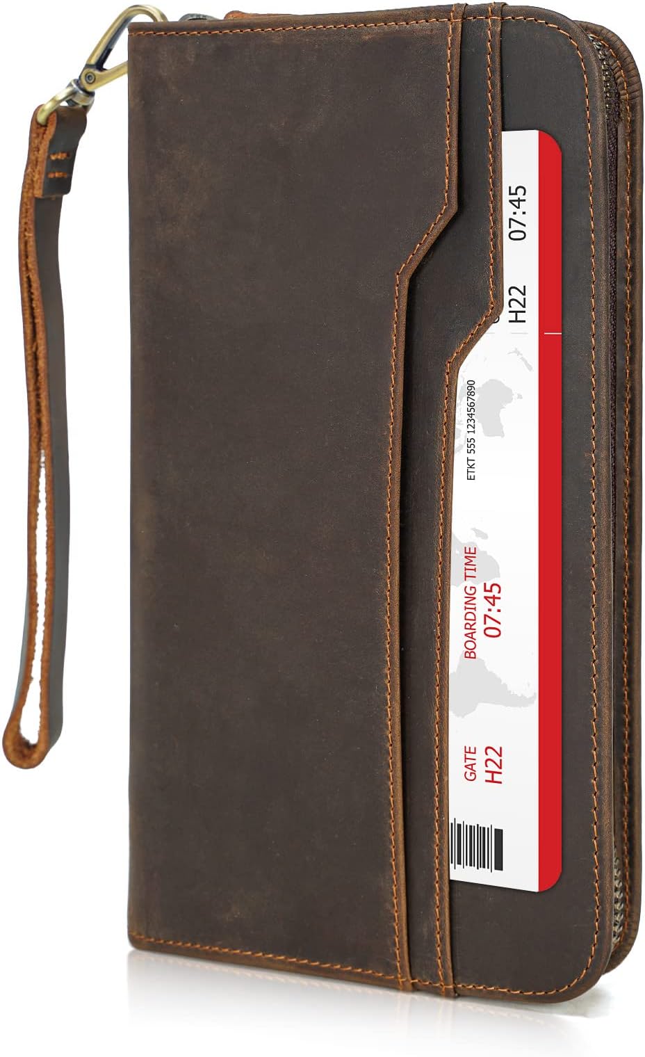 Leatherology Cognac Travel Zip Organizer Wallet, Passport