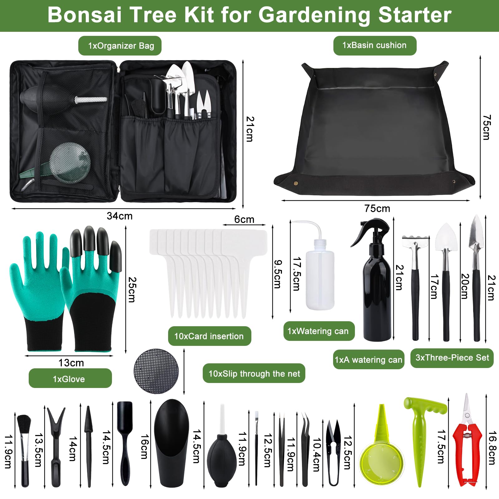 JOYBOY Juego de Herramientas de Jardín,Mini Herramientas de Jardinería,Estera para Plantas de Jardín,Kit de Jardinería Bolsa de Jardín,Herramientas para Plantas Suculentas Set,Herramientas Bonsai Kit