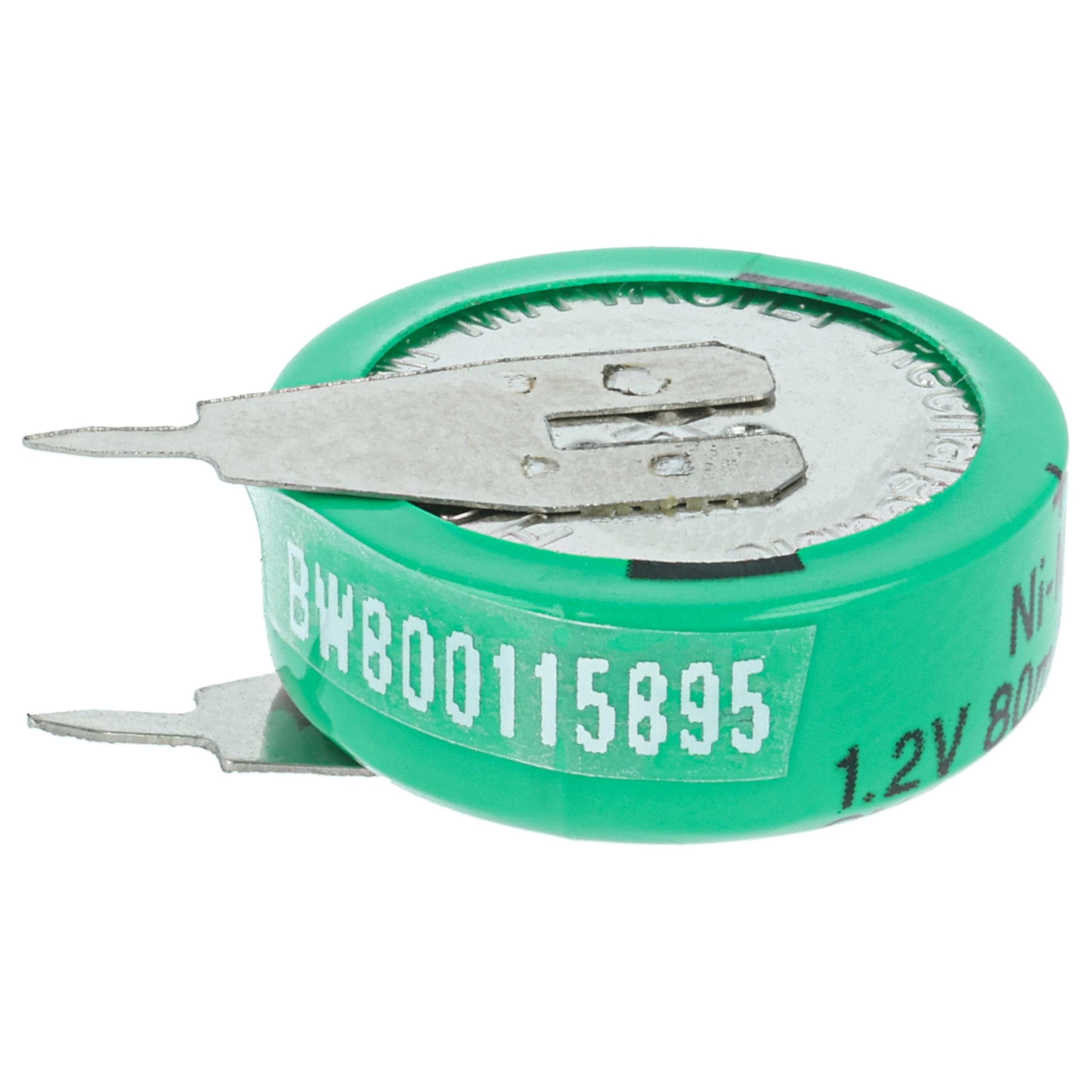 vhbw 100x NiMH Batería de botón de Repuesto Tipo 1/V80H 2 Pines 80 mAh 1,2 V Compatible para lámparas solares, etc.