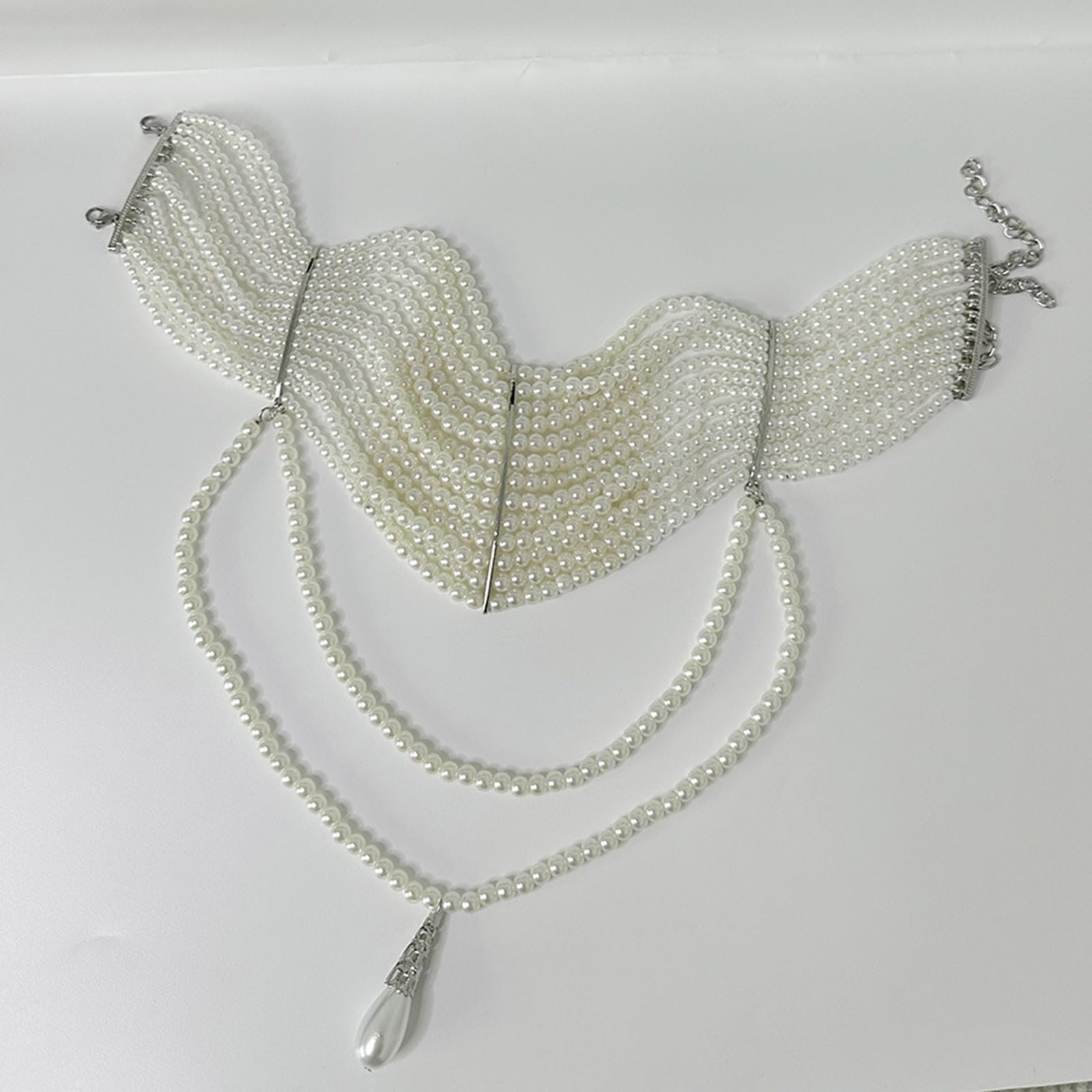 [Psdndeww] Collier sophistiqué avec perles et pompon dynamique, accessoires de mode pour des occasions élégantes