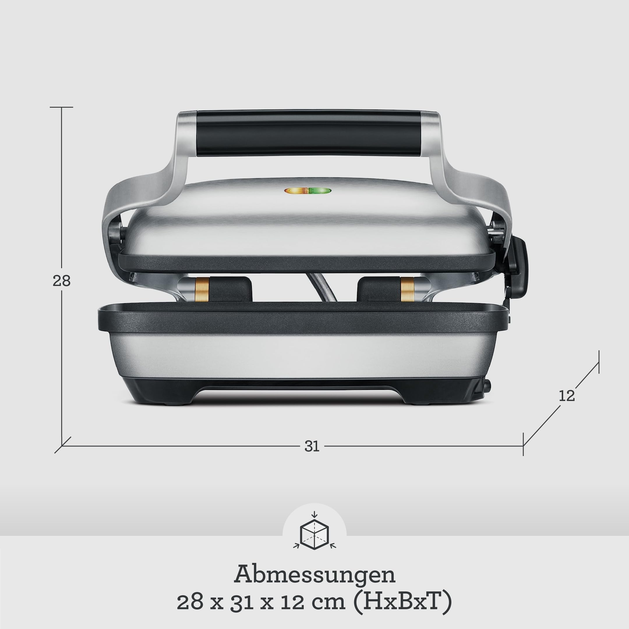 Sage The Perfect Press, Sandwichmaker, 2 Scheiben, Gebürsteter Edelstahl | Sandwichmaker, 2 Scheiben, Antihaftbeschichteter Sandwich-Toaster, Platzsparend, Einfach zu Reinigen, Druckkontroll-Scharnier