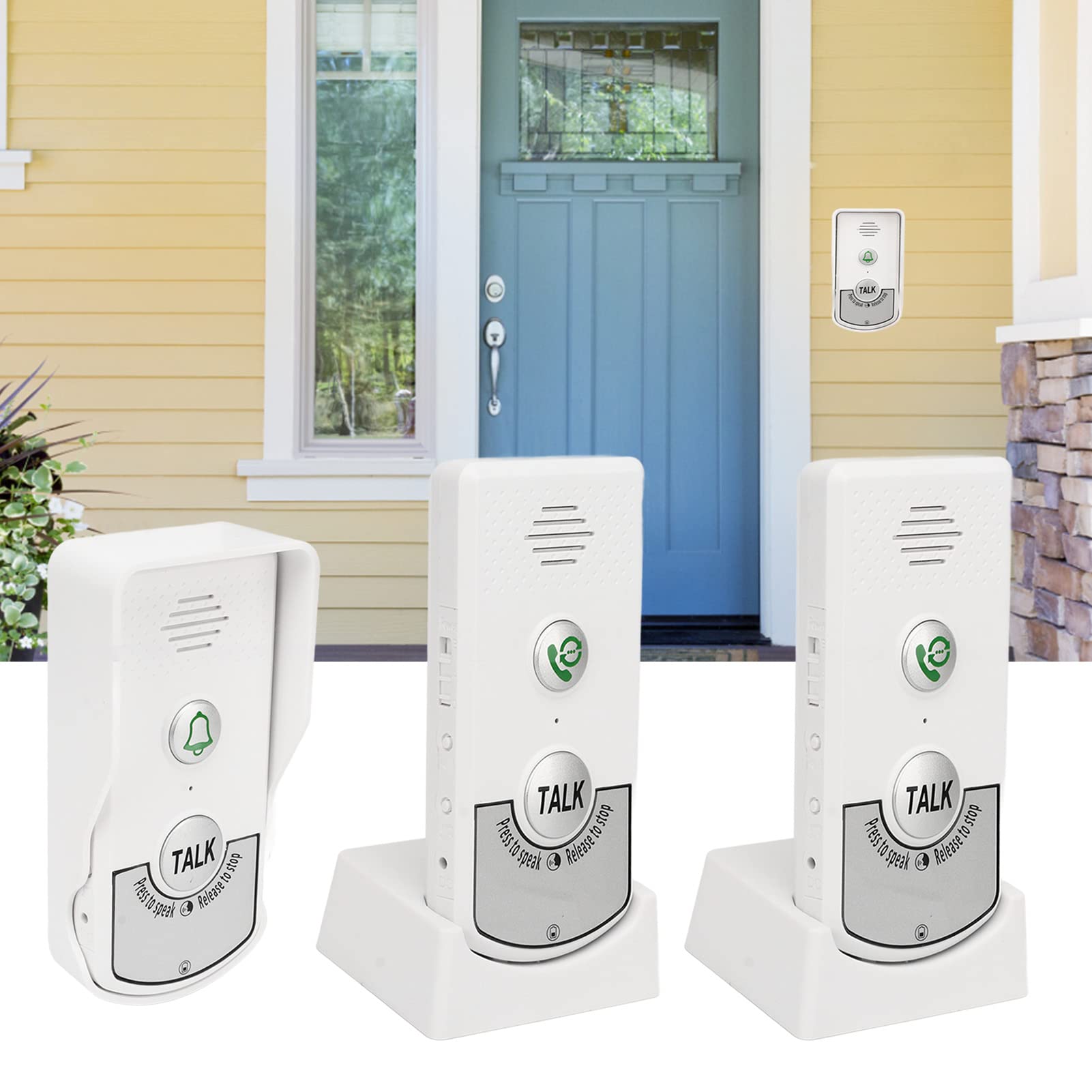 Campanello Wireless, Citofono, Set Campanello di Chiamata, Campanello D'ingresso, Impermeabile, Antipolvere, Wireless, Distanza Wireless 1000 M, 2 Ricevitori, 1 Trasmettitore