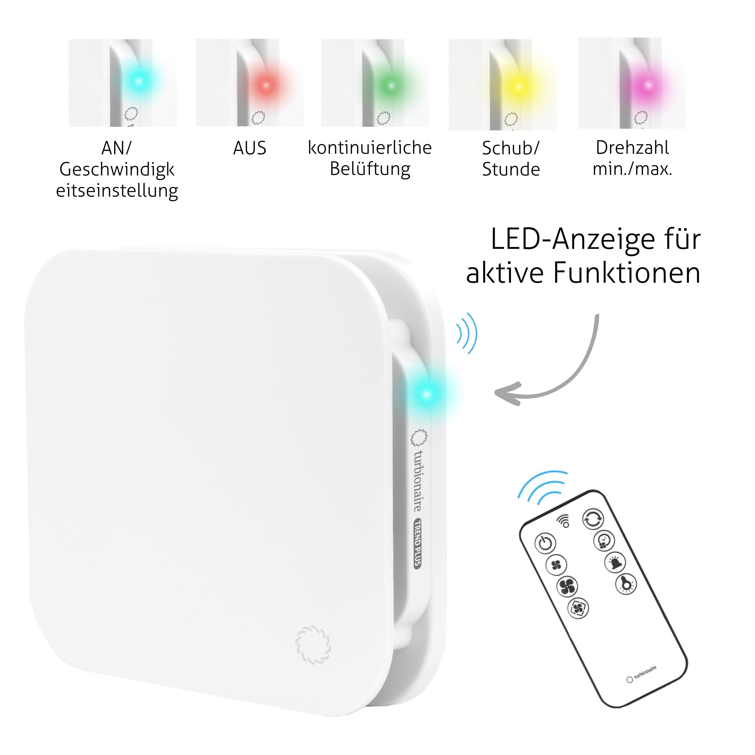 Turbionaire Trend Plus 100 WM 100 mm Leise Badlüfter, Fernbedienung, Multifunktion, 7 Geschwindigkeiten + Boost, 22dB, Rückstauklappe, Timer, Energiesparend 5,7 W, 3 Jahre Garantie