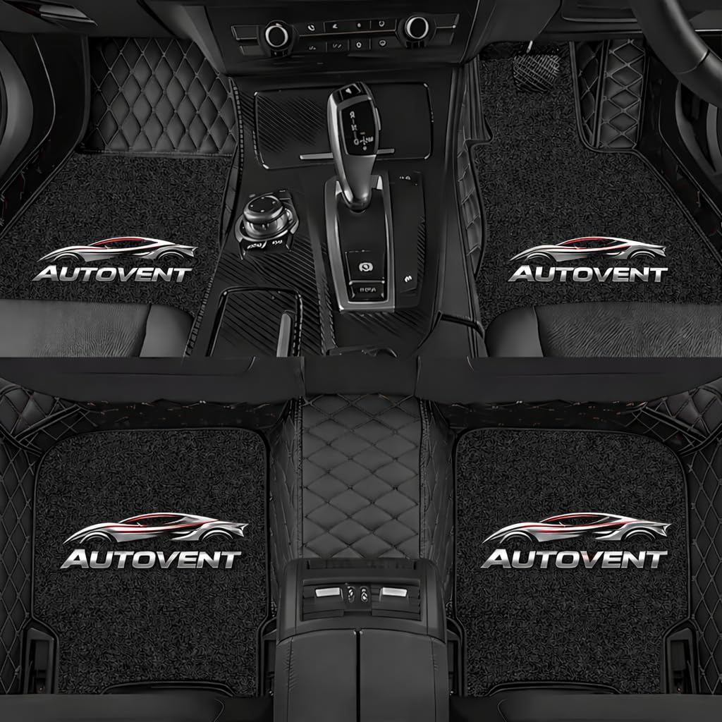 7D Car Floor Mat for Heal Pad | Full Black | Waterproof | Antislip | Premium Faux Leather | Full Coverage | All Weather | Double Layer Custom Fitted 7D Car Floor Mats