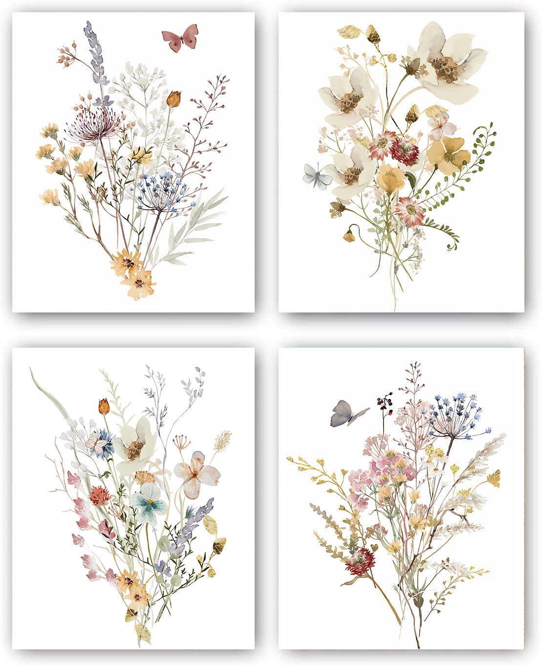 DXOAGXQ Watercolor Flower Wall Art Poster,Vintage Floral Canvas Wall Art,Botanical Wildflower Wall Decor,Vintage Prints Floral Pictures Minimalist