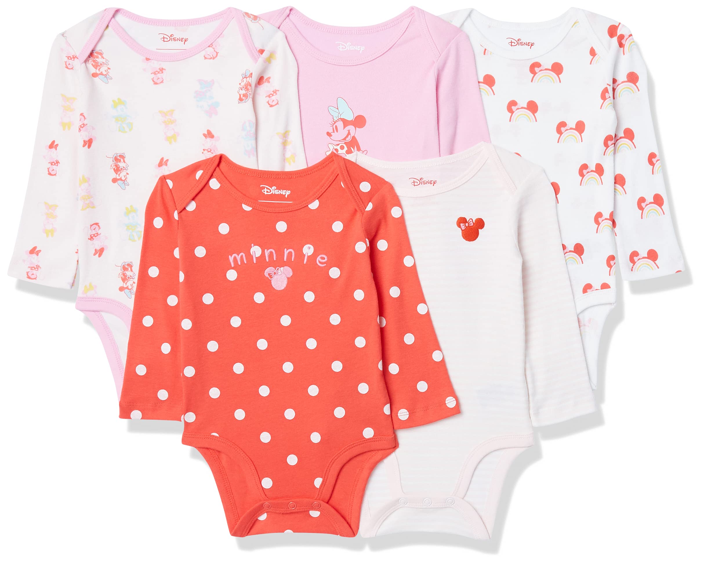 Amazon EssentialsUnisex Babies' Disney | Marvel | Star Wars Long-Sleeve Bodysuits, Pack of 5