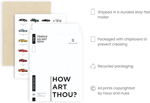 Miniatura 3 de HAUS AND HUES Póster vintage de coche deportivo  Póster de la cueva del hombre  Hecho en los Estados Unidos  sin marco de 12 x 16 pulgadas