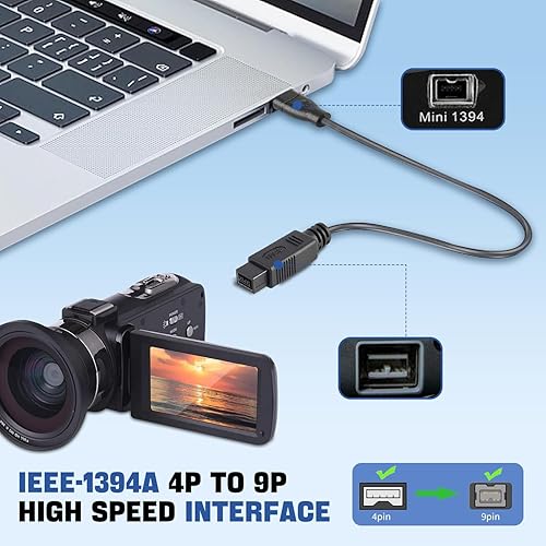 Miniatura 4 de FireWire - Cable de 800 a 400 de 9 pines a 4 pines de 6 pies, DV a Firewire Cables IEEE 1394 Firewire 800 de 9 pines6 pines para Mac Pro, MacBook