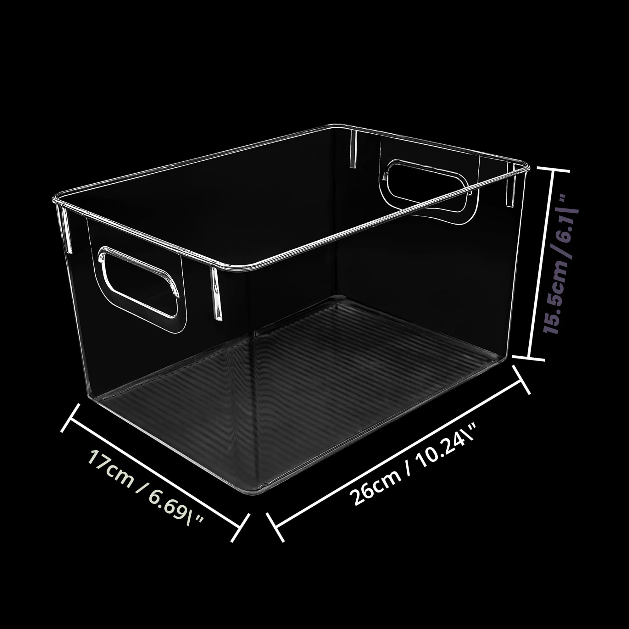 Kurtzy 2er Pack Kühlschrank Organizer für Küche & Schränke - Gesamtlänge 26 cm - Klare Kunststoff Küchen Organizer - Kühlschrank Boxen für Bad, Speisekammer, Gefrierschrank, Küchenschrank