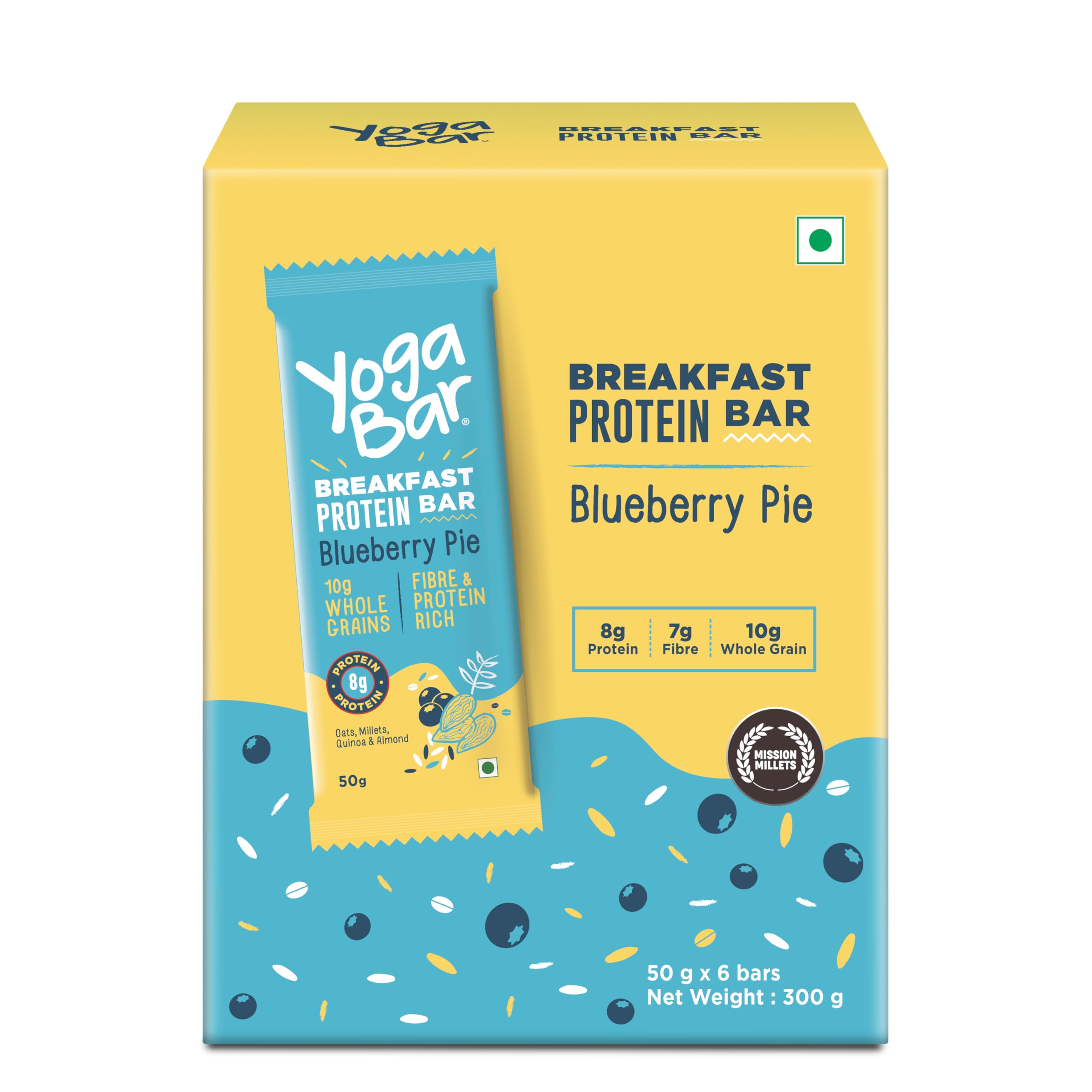 Yogabar Breakfast Protein Blueberry Bars - 300gm, 50 g x 6 bars (B07CN2H2WQ) Amazon Price History, Amazon Price Tracker