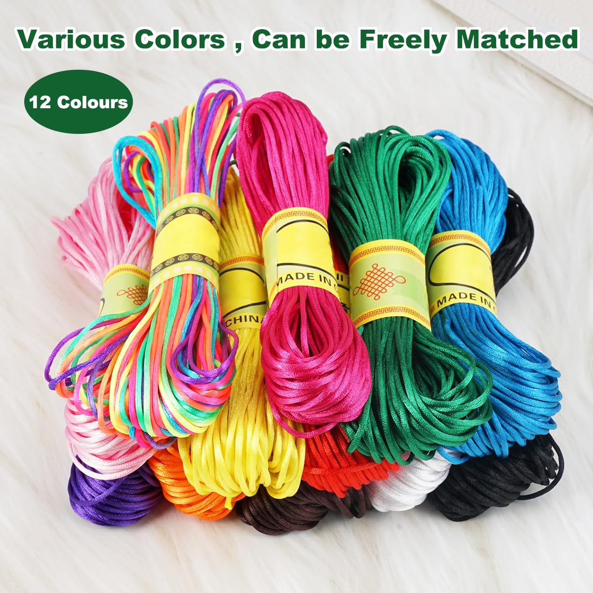 Craftdady 8 Rotoli Di Cordoncino In Nylon Da 0,8 Mm Per Gioielli, In Raso, Filo - Foto 13