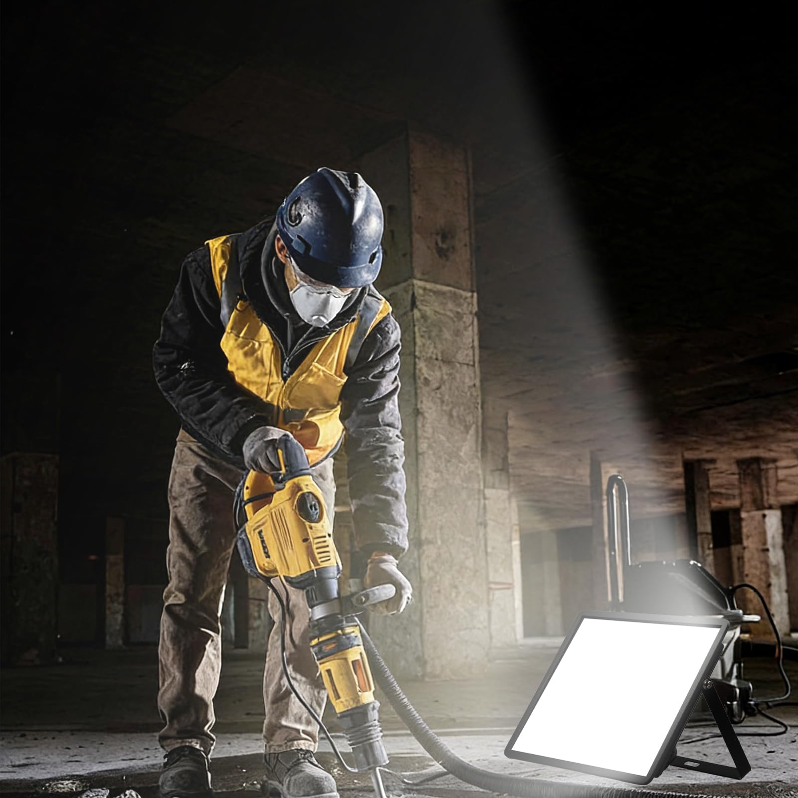 150W Flood Lights Outdoor 21000lm Bright LED Work Light with 10ft Plug 5000K Daylight White Flood Lighting IP66 — view 7