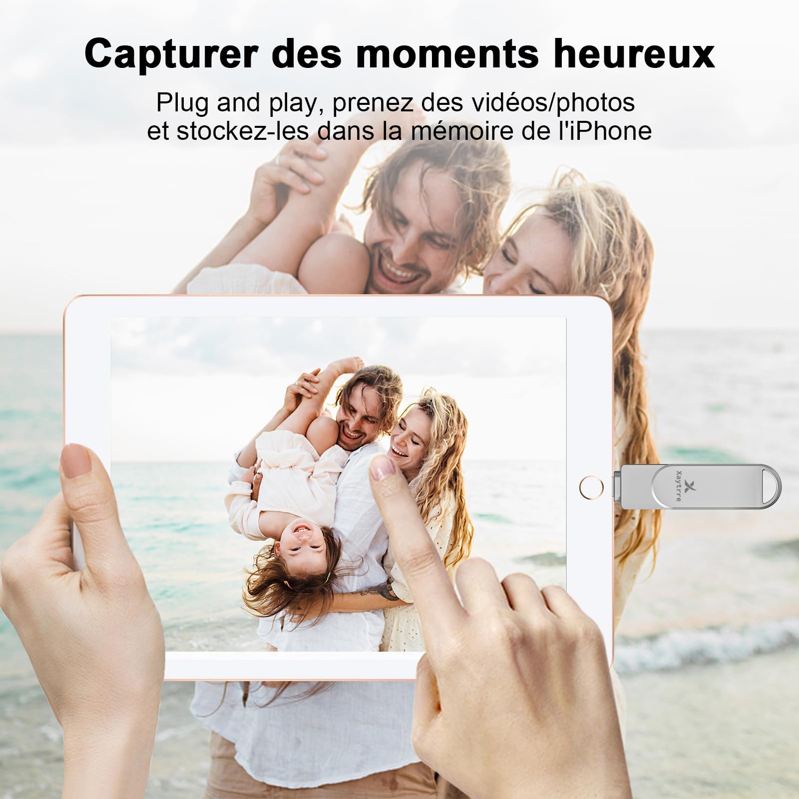 Chiavetta USB per iPhone 512gb Apple MFi-zertifizierter,Xaytrre Memoria Esterna Lightning,Pen Drive USB C 3.0,3 in 1 Pennetta Backup per iPhone/Smartphone/iPad/Android/PC,(Argento)