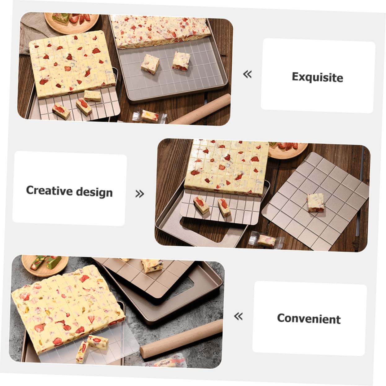 MAGICLULU Moule à Nougat Métal Fait Main Ensemble de Moules Plateaux pour Pâtisserie Accessoires de Cuisine