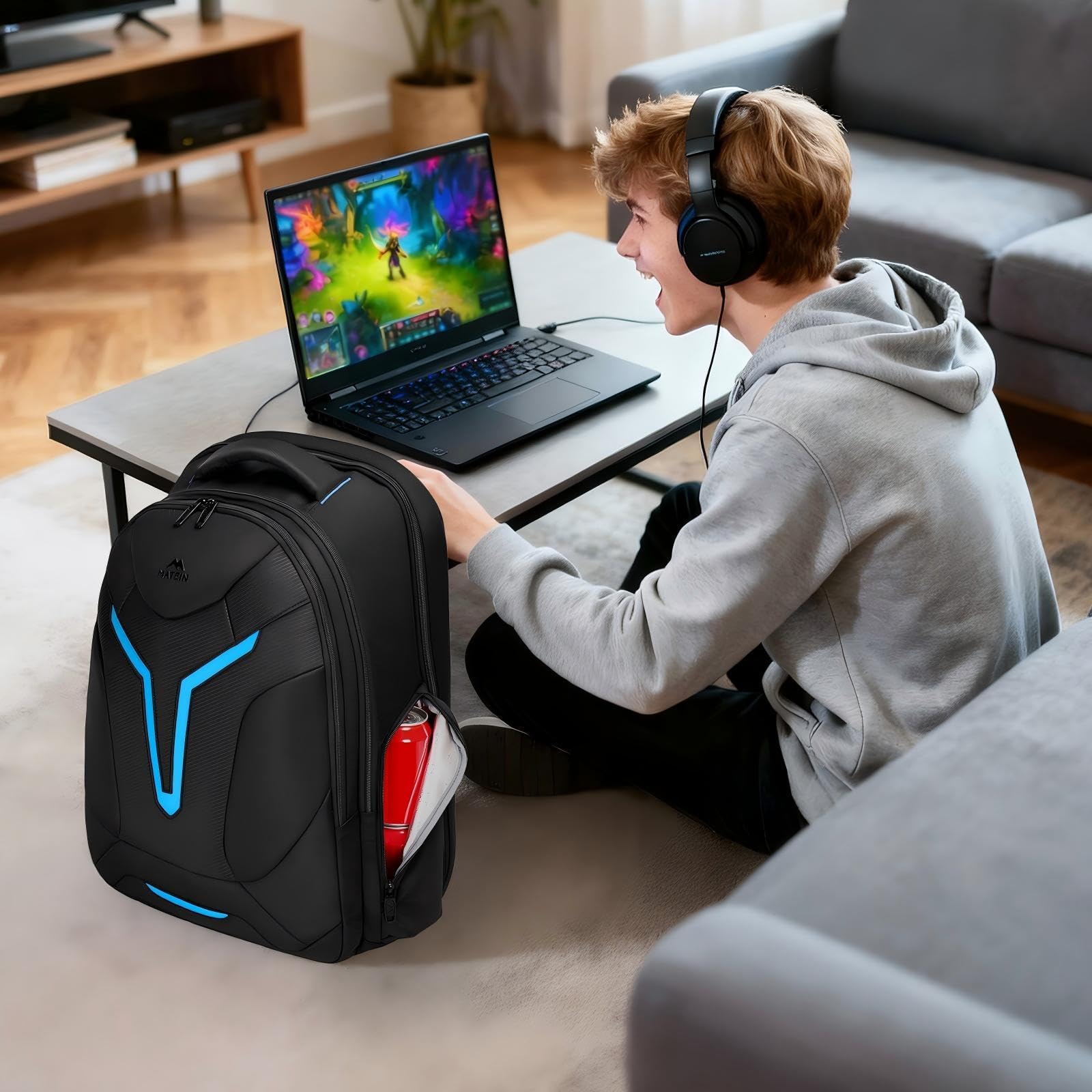 MATEIN Laptop Rucksack Herren 18 Zoll, Gaming Laptop Rucksack Regenhülle